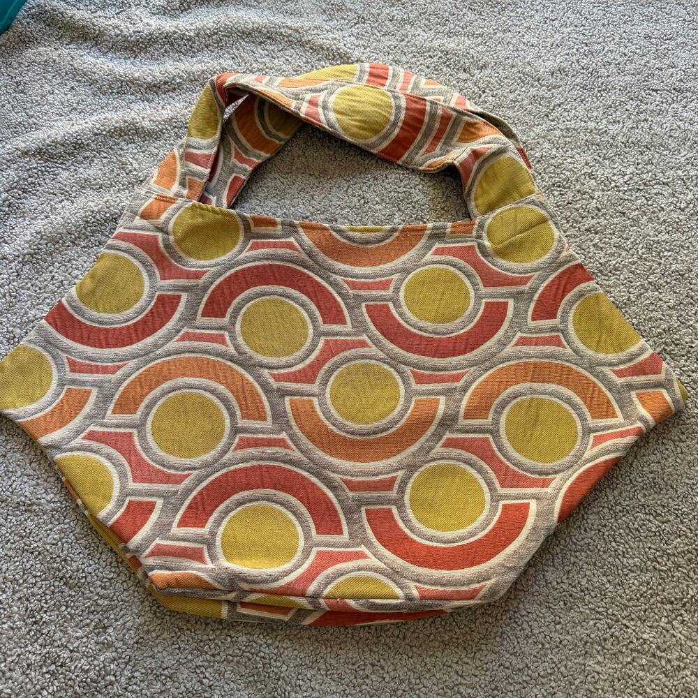 Zevelyn Jean Zuree Tote Bag Retro Yellow Orange Geometric Circle